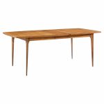broyhill brasilia mid century walnut expanding dining table with 1 leaf