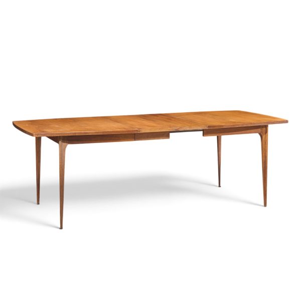 broyhill brasilia mid century walnut expanding dining table with 2 leaves