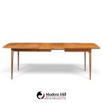 broyhill brasilia mid century walnut expanding dining table with 2 leaves