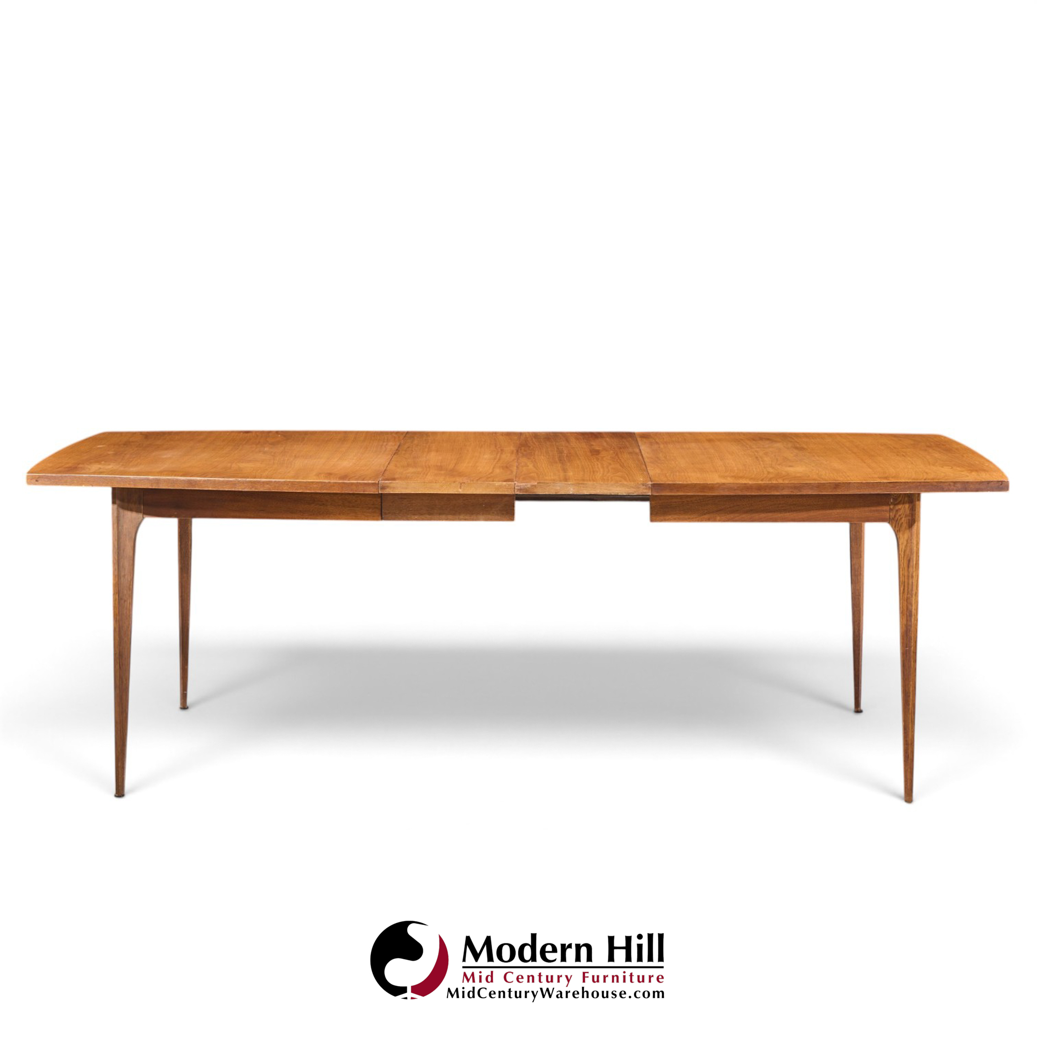 broyhill brasilia mid century walnut expanding dining table with 2 leaves