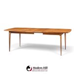 broyhill brasilia mid century walnut expanding dining table with 2 leaves