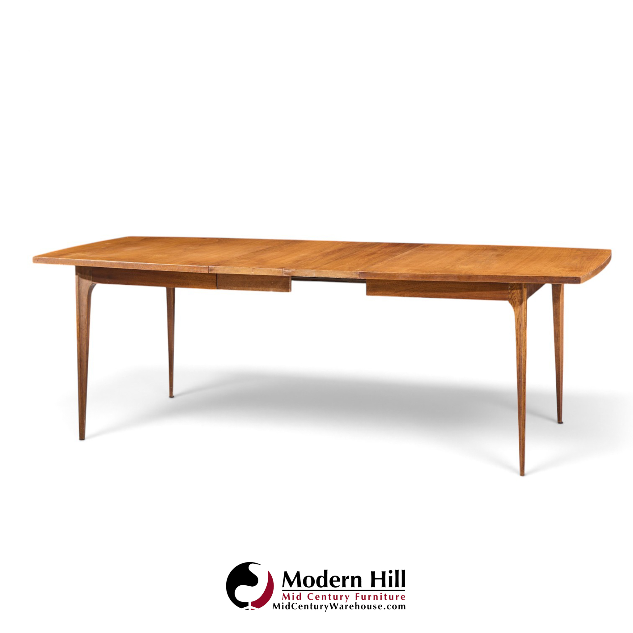 broyhill brasilia mid century walnut expanding dining table with 2 leaves