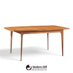 broyhill brasilia mid century walnut expanding dining table with 2 leaves