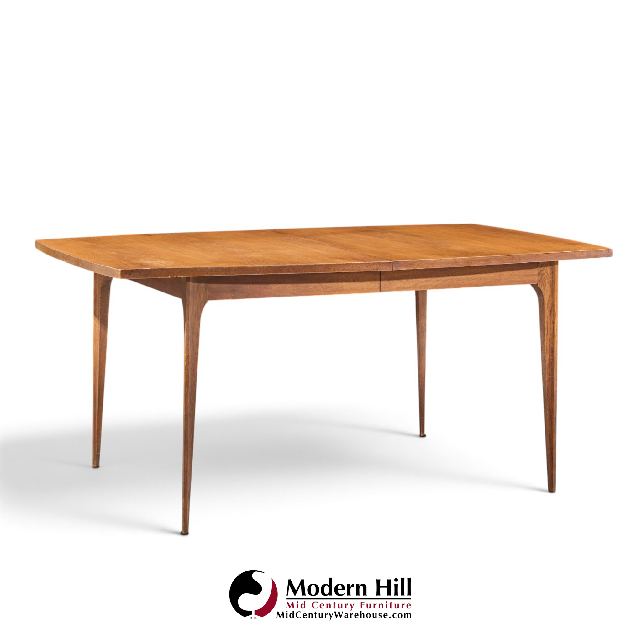broyhill brasilia mid century walnut expanding dining table with 2 leaves