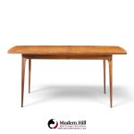 broyhill brasilia mid century walnut expanding dining table with 2 leaves