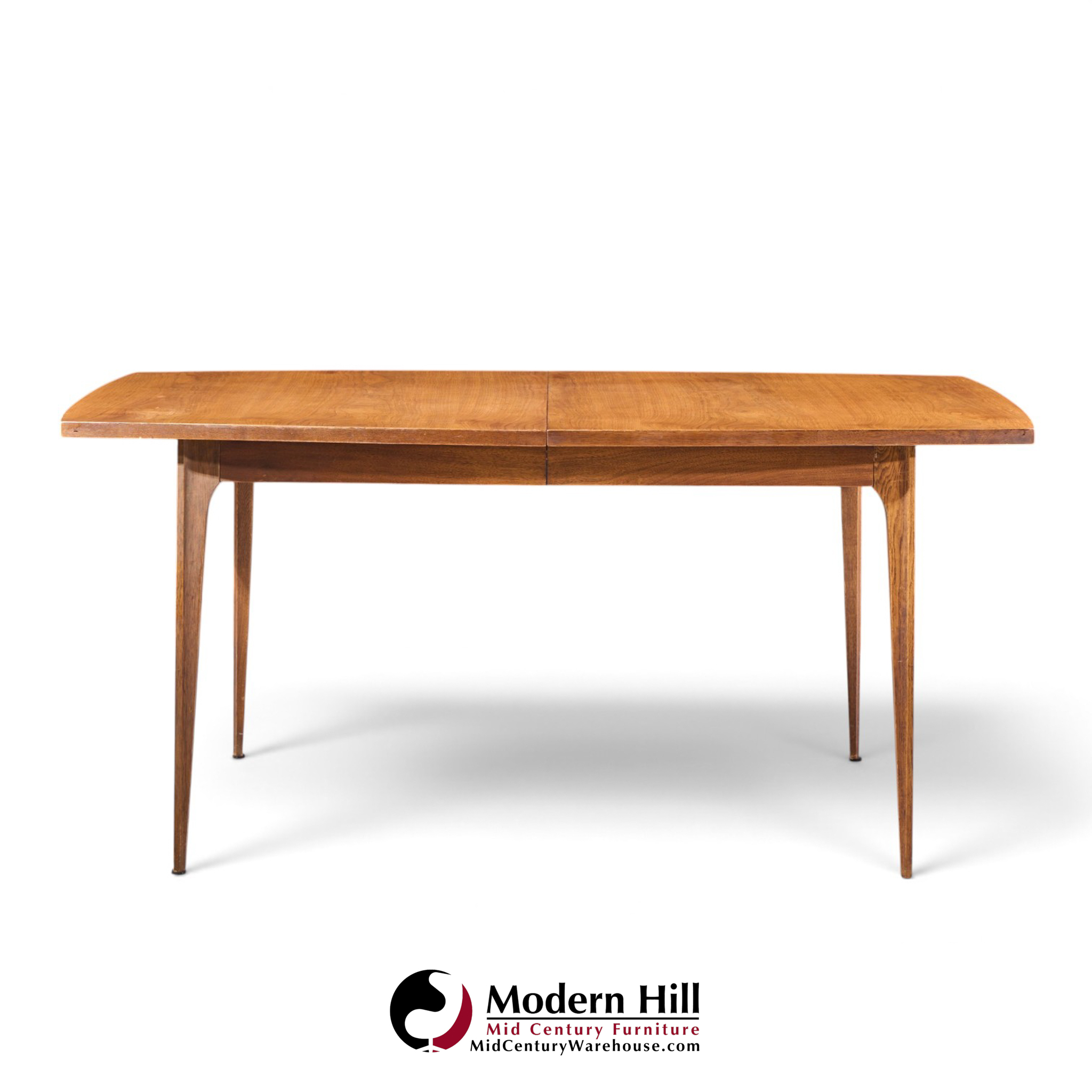 broyhill brasilia mid century walnut expanding dining table with 2 leaves