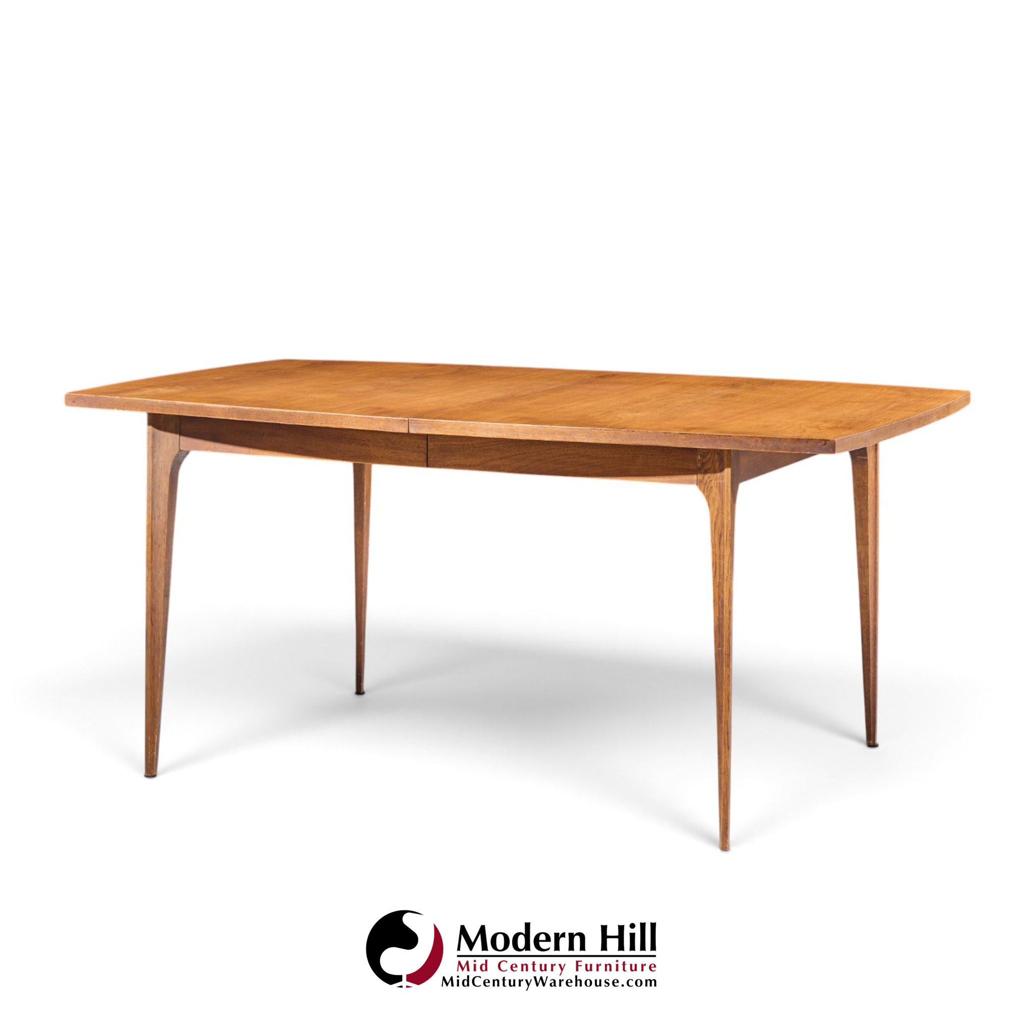 broyhill brasilia mid century walnut expanding dining table with 2 leaves