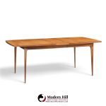 broyhill brasilia mid century walnut expanding dining table with 2 leaves