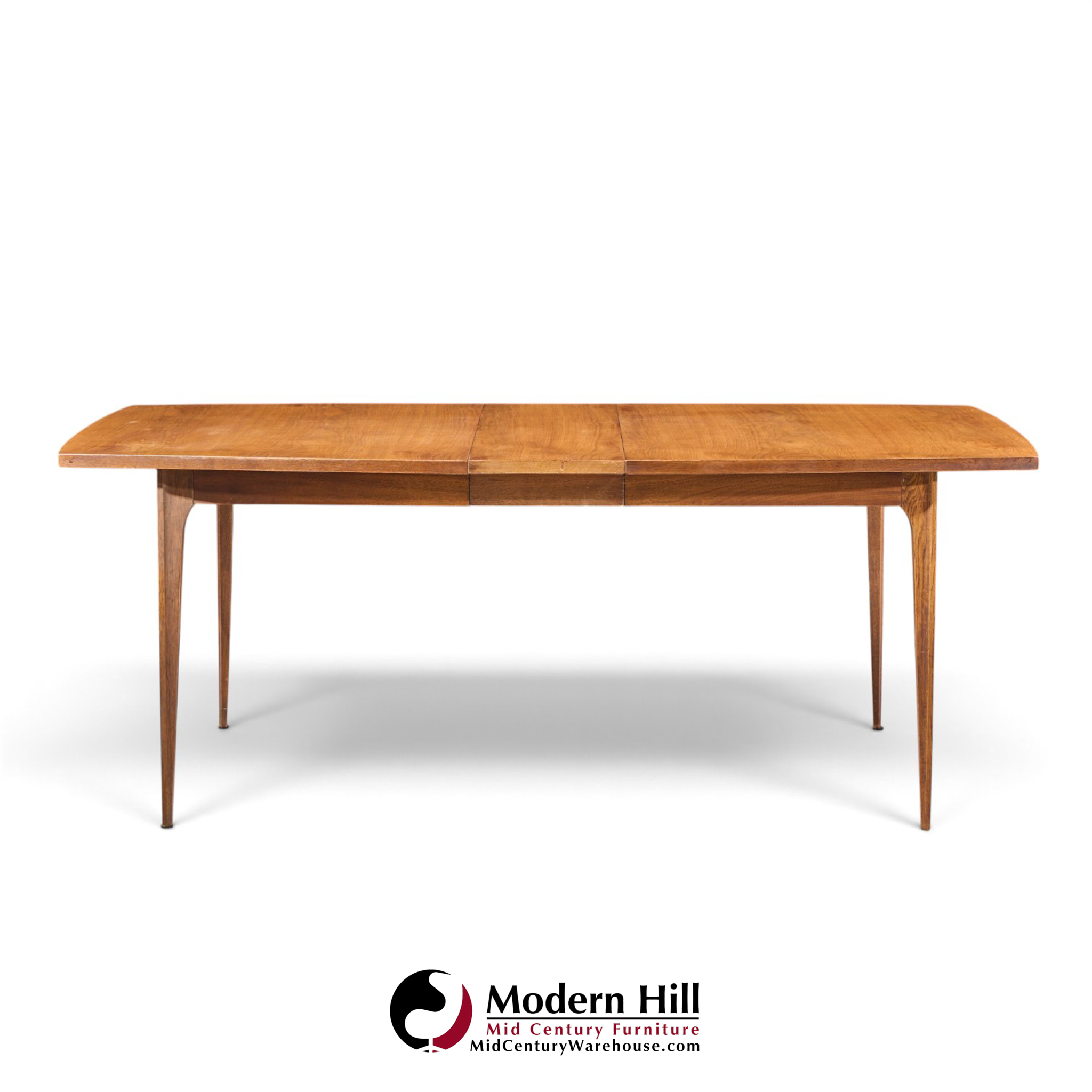 broyhill brasilia mid century walnut expanding dining table with 2 leaves