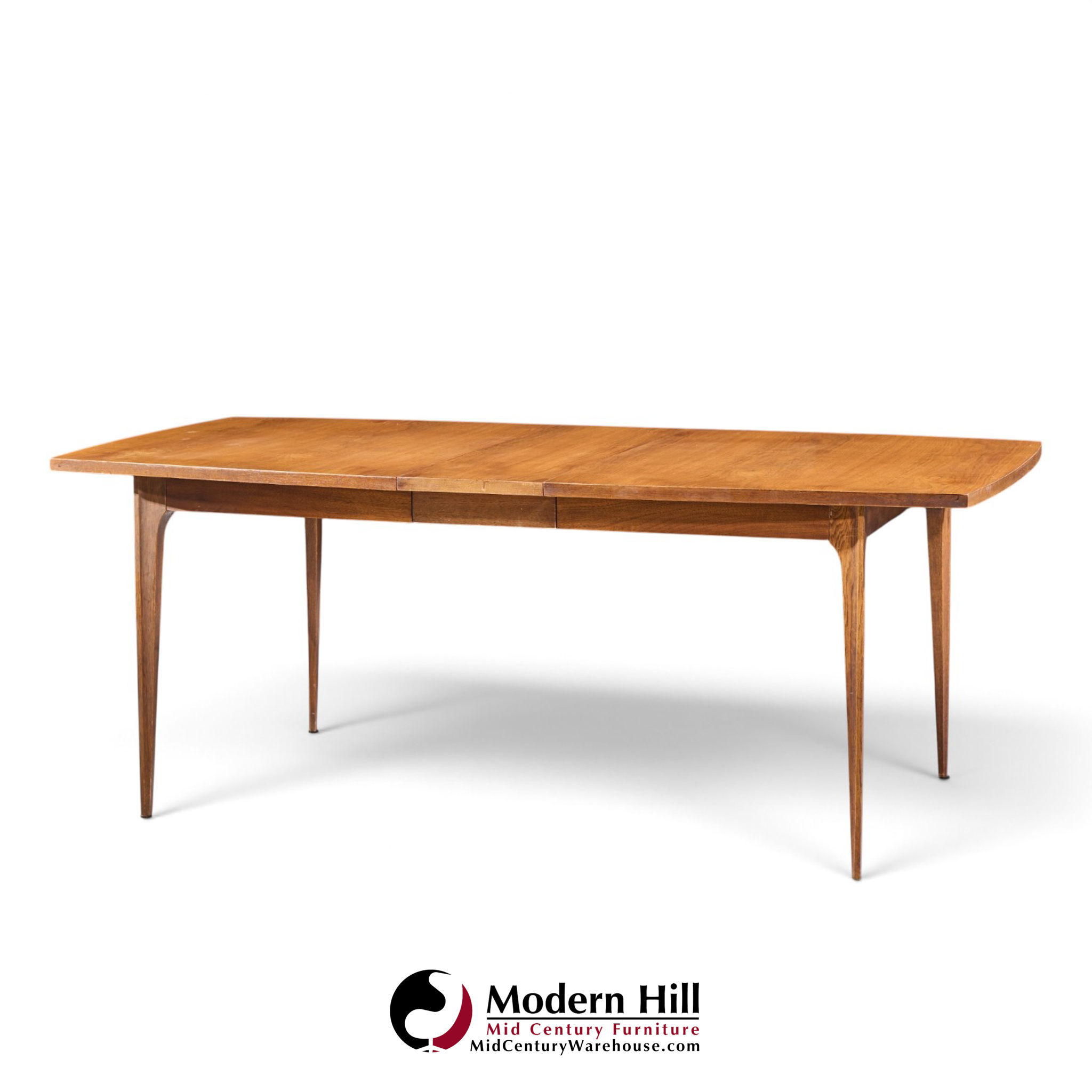broyhill brasilia mid century walnut expanding dining table with 2 leaves