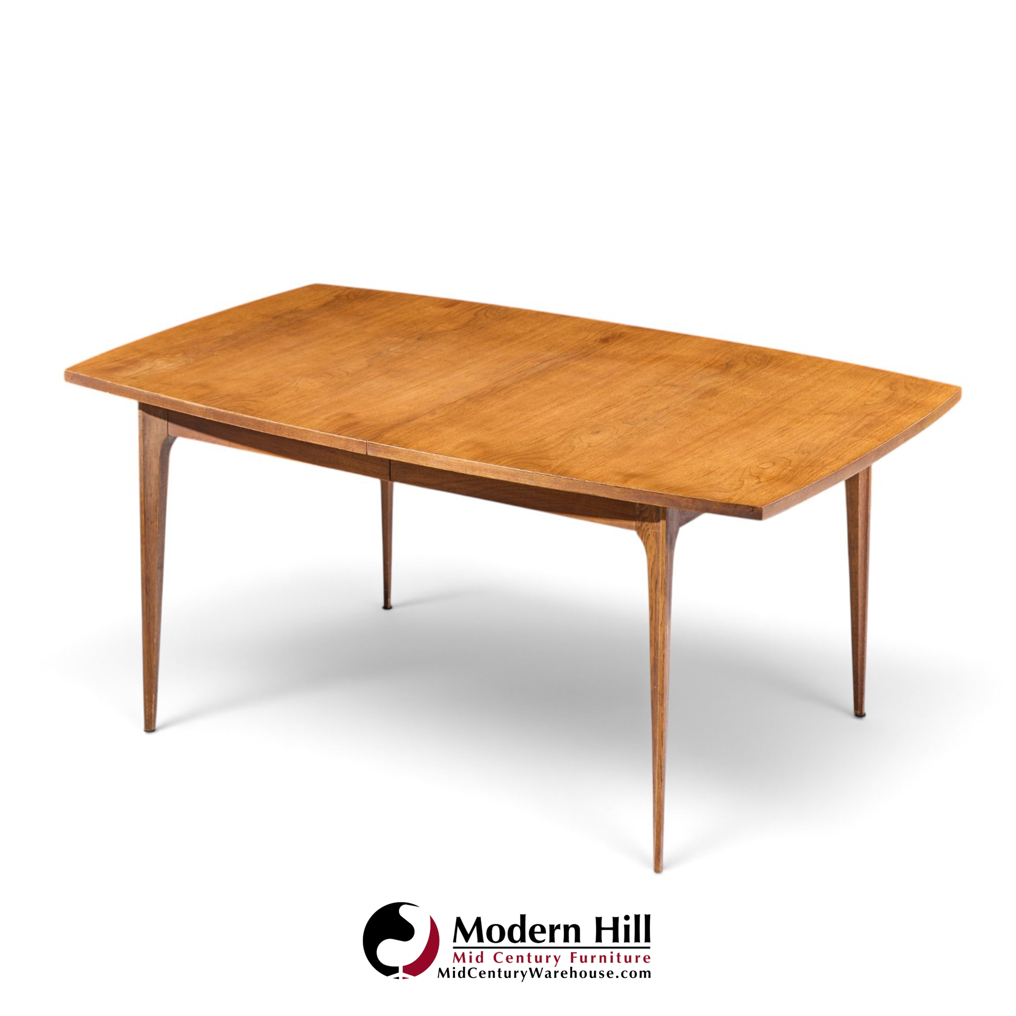 broyhill brasilia mid century walnut expanding dining table with 2 leaves