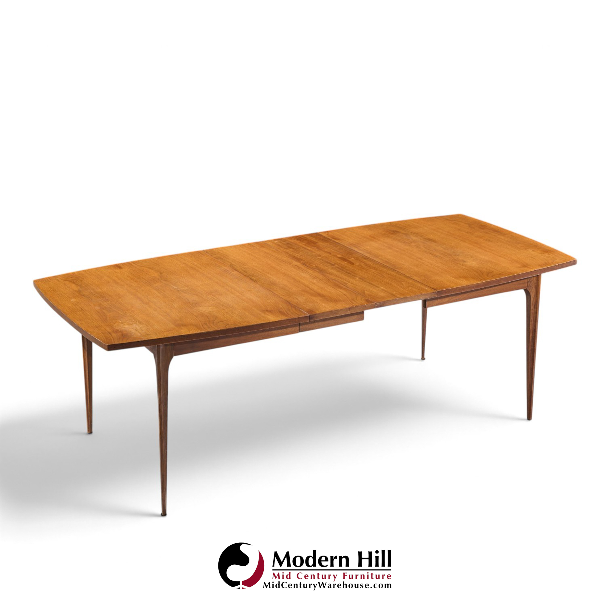 broyhill brasilia mid century walnut expanding dining table with 2 leaves