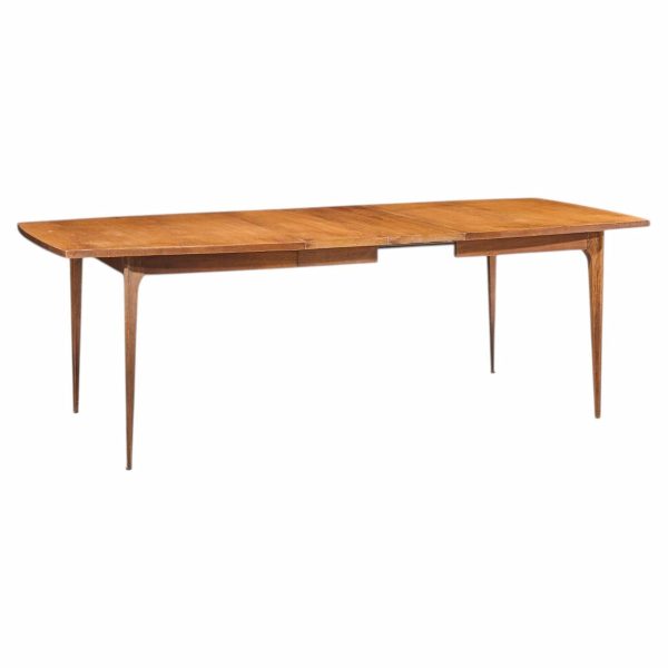 broyhill brasilia mid century walnut expanding dining table with 2 leaves
