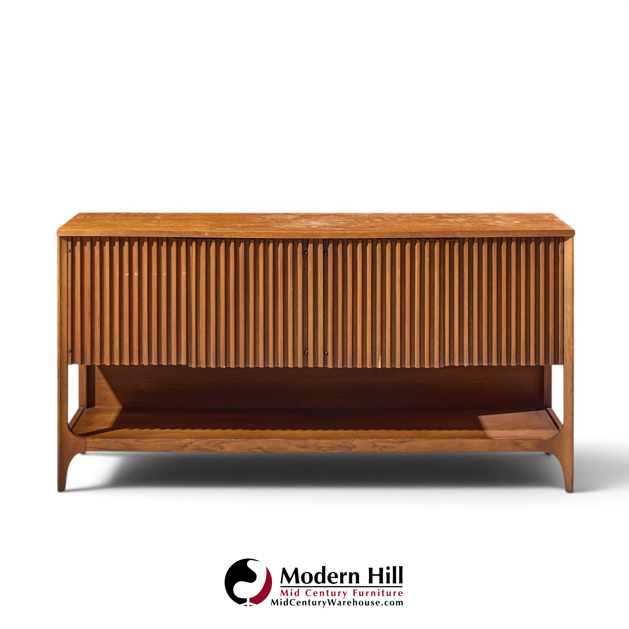 broyhill brasilia mid century walnut fluted credenza