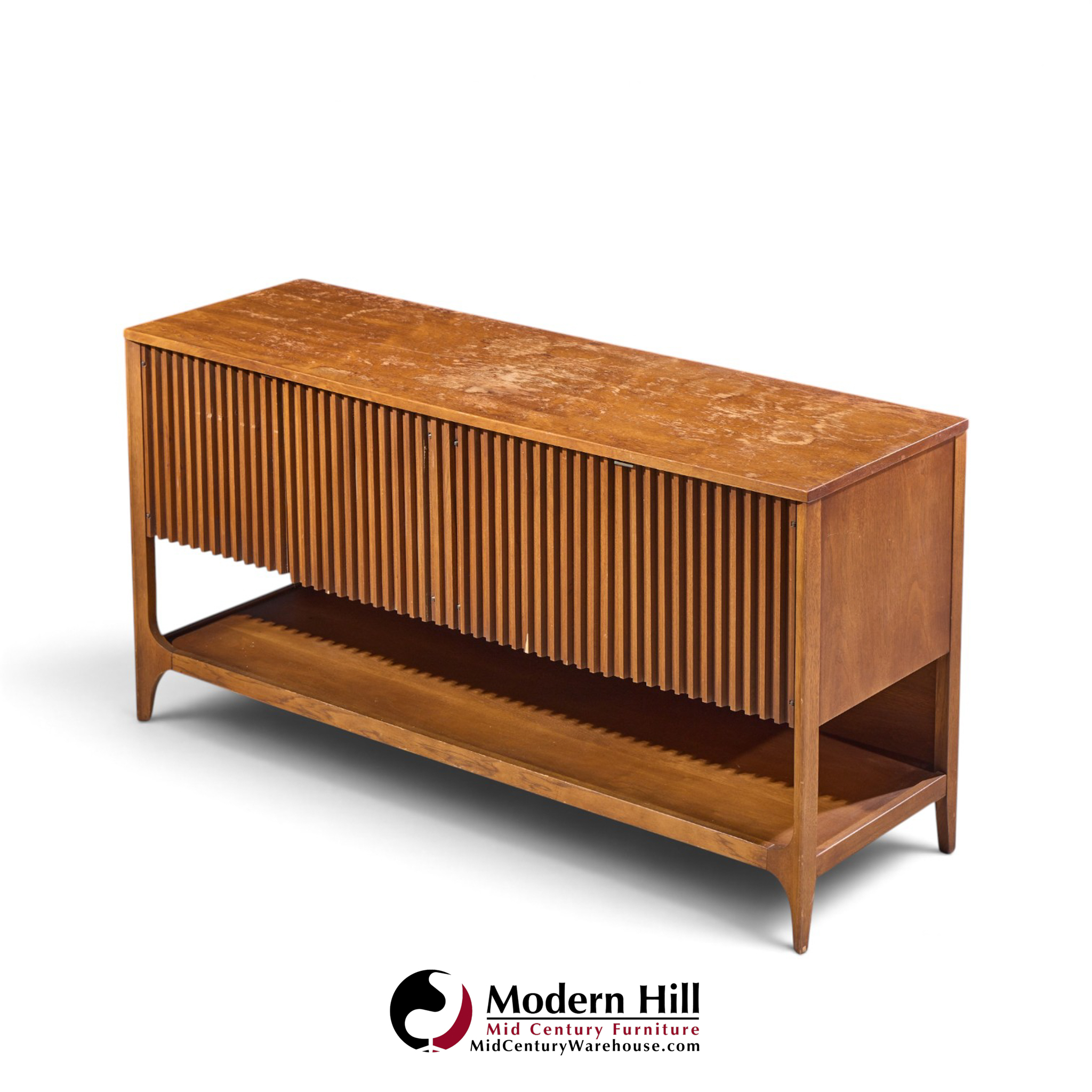broyhill brasilia mid century walnut fluted credenza