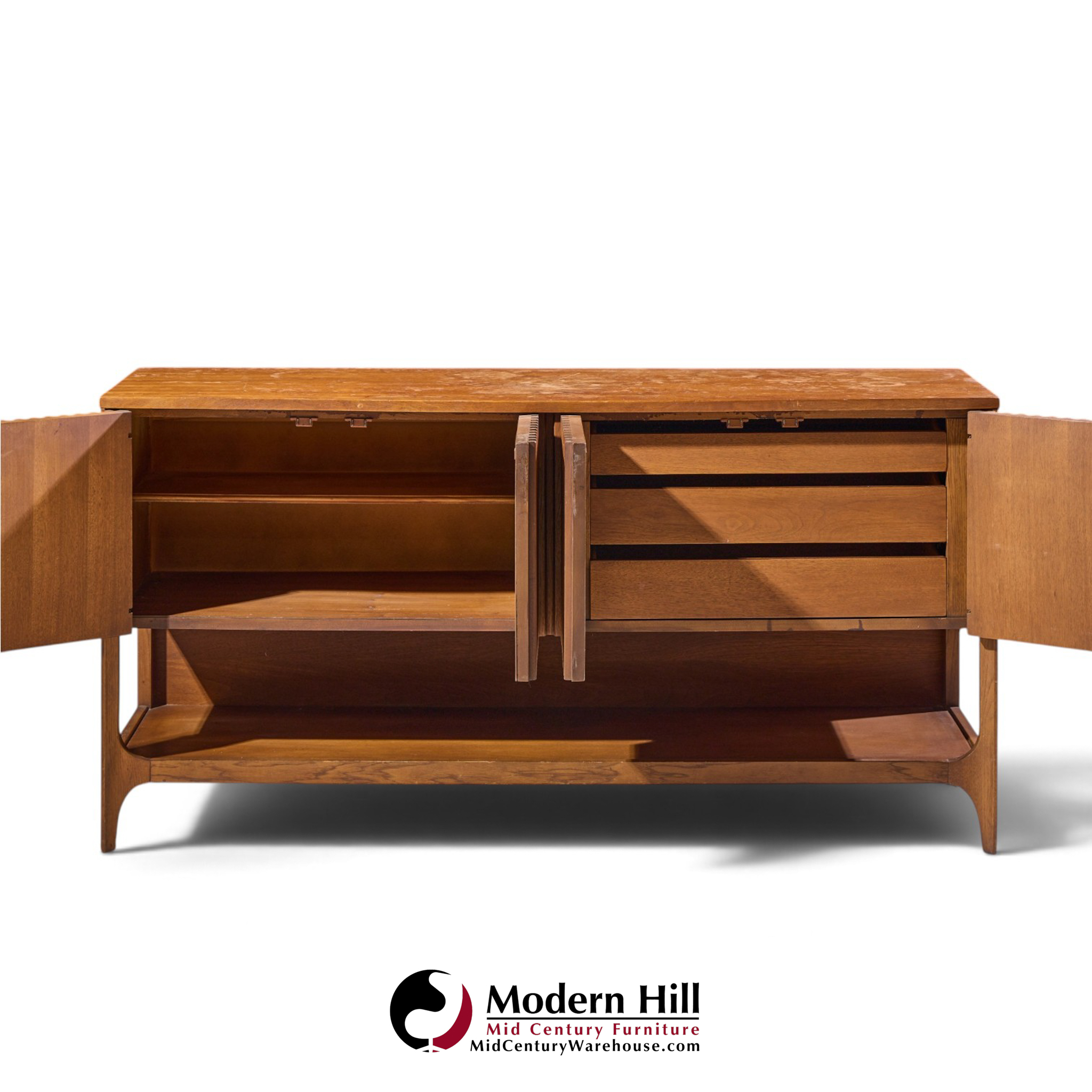 broyhill brasilia mid century walnut fluted credenza