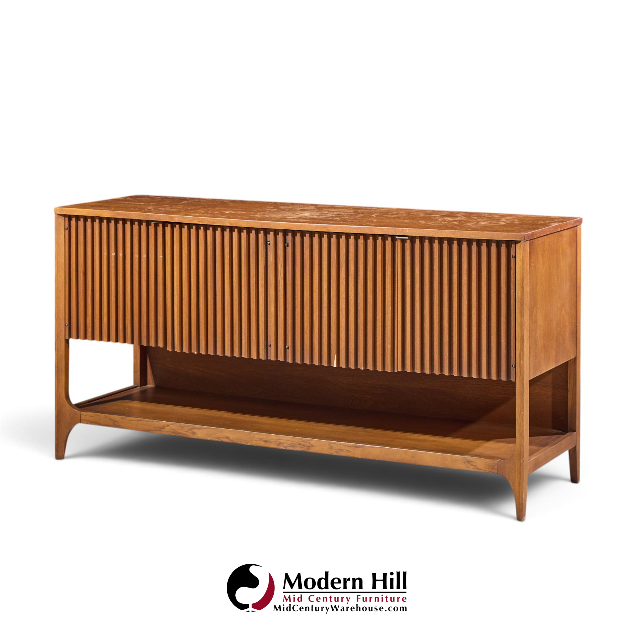 broyhill brasilia mid century walnut fluted credenza