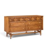 broyhill brasilia mid century walnut and brass 6 drawer dresser