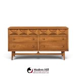 broyhill brasilia mid century walnut and brass 6 drawer dresser