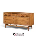 broyhill brasilia mid century walnut and brass 6 drawer dresser