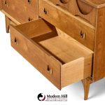 broyhill brasilia mid century walnut and brass 6 drawer dresser