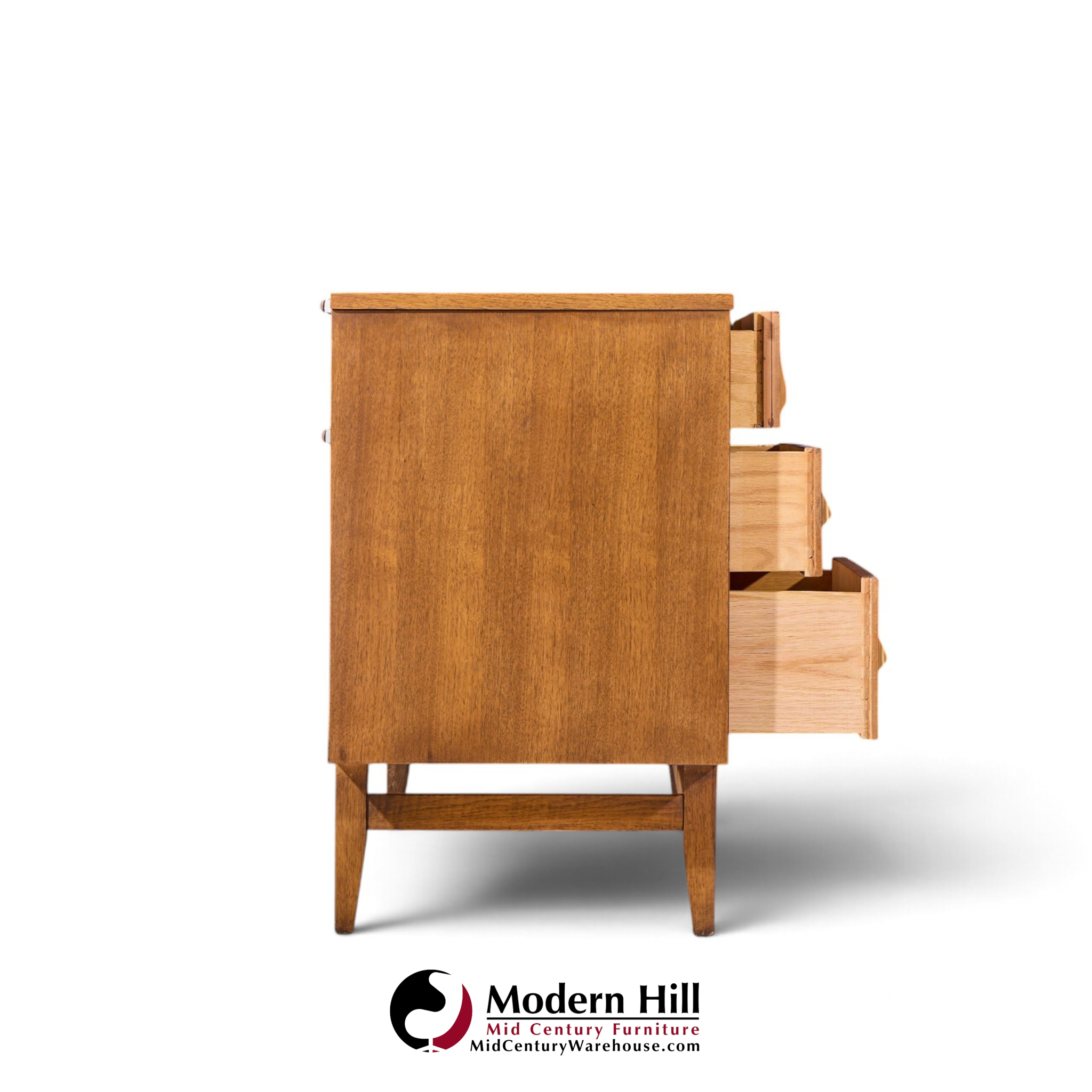 broyhill brasilia mid century walnut and brass 6 drawer dresser