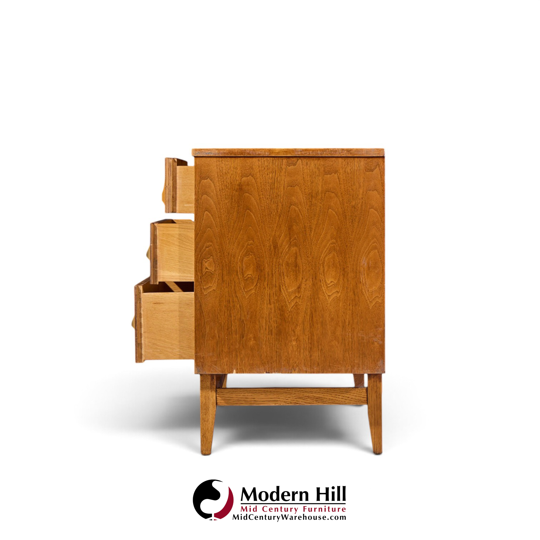 broyhill brasilia mid century walnut and brass 6 drawer dresser