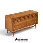 broyhill brasilia mid century walnut and brass 6 drawer dresser