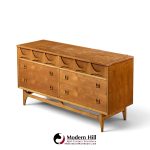 broyhill brasilia mid century walnut and brass 6 drawer dresser