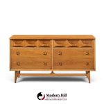 broyhill brasilia mid century walnut and brass 6-drawer lowboy dresser