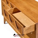 broyhill brasilia mid century walnut and brass 6-drawer lowboy dresser