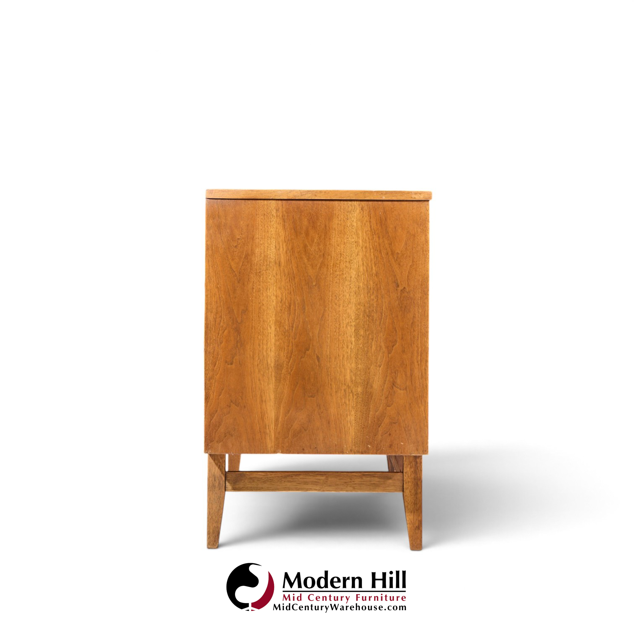 broyhill brasilia mid century walnut and brass 6-drawer lowboy dresser