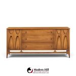 broyhill brasilia mid century walnut and brass 66 inch credenza