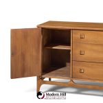 broyhill brasilia mid century walnut and brass 66 inch credenza