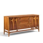 broyhill brasilia mid century walnut and brass credenza