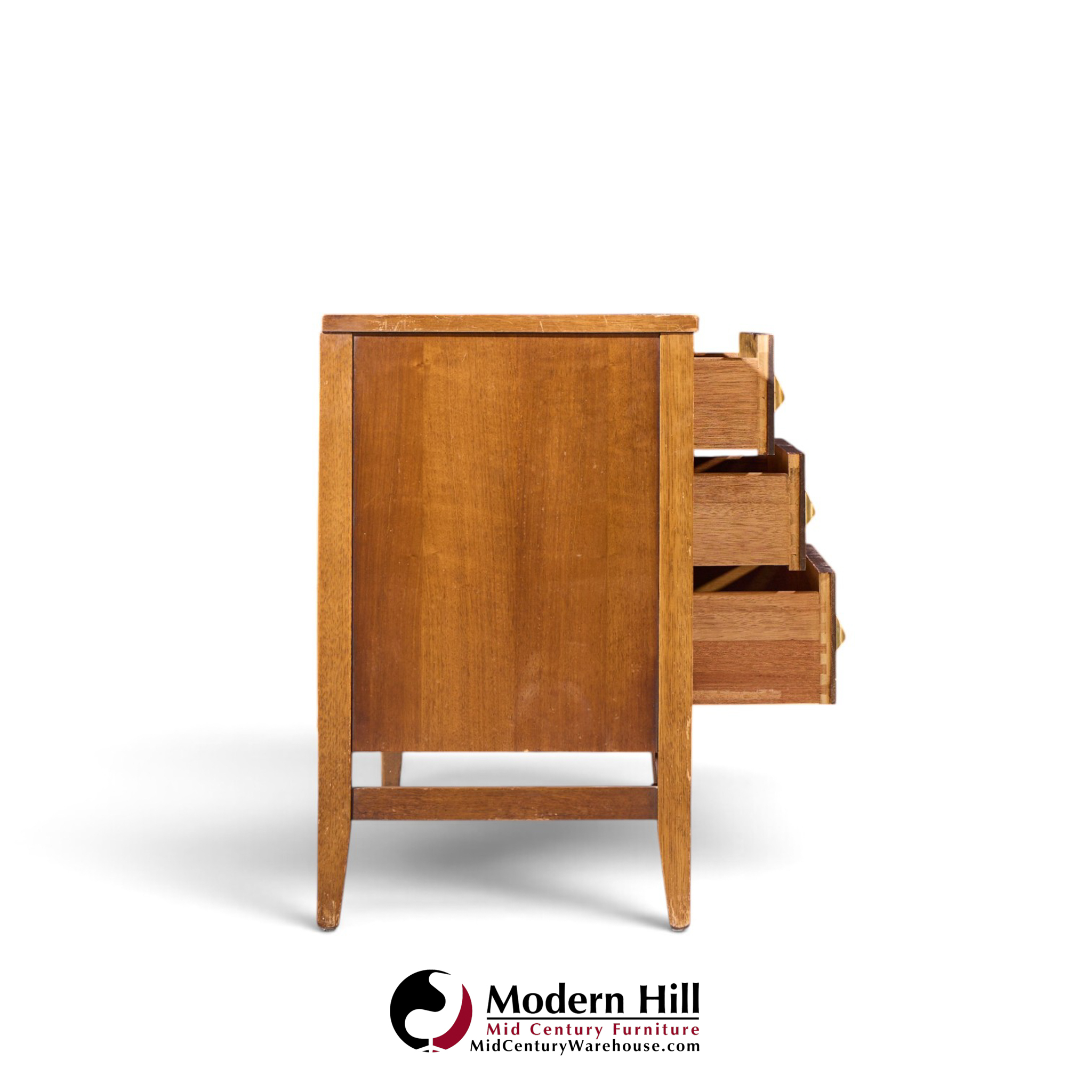 broyhill brasilia mid century walnut and brass credenza