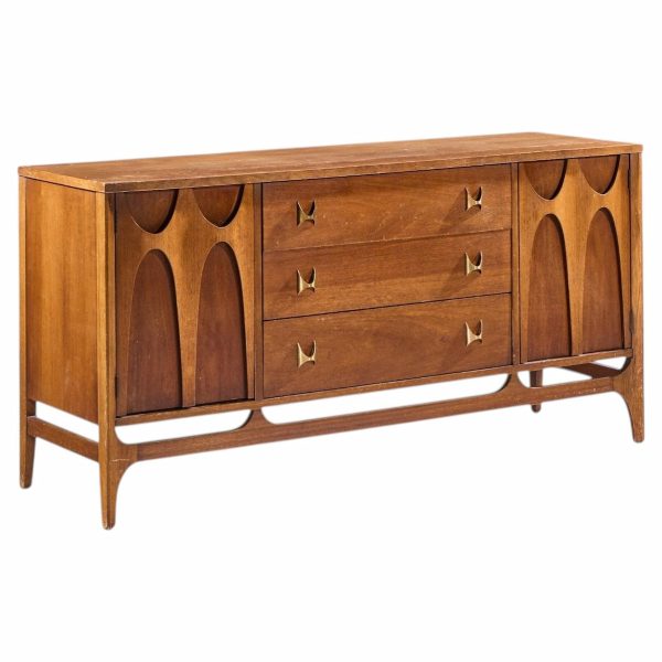 broyhill brasilia mid century walnut and brass credenza