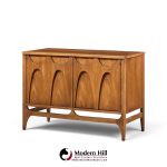 broyhill brasilia mid century walnut and brass credenza with hutch