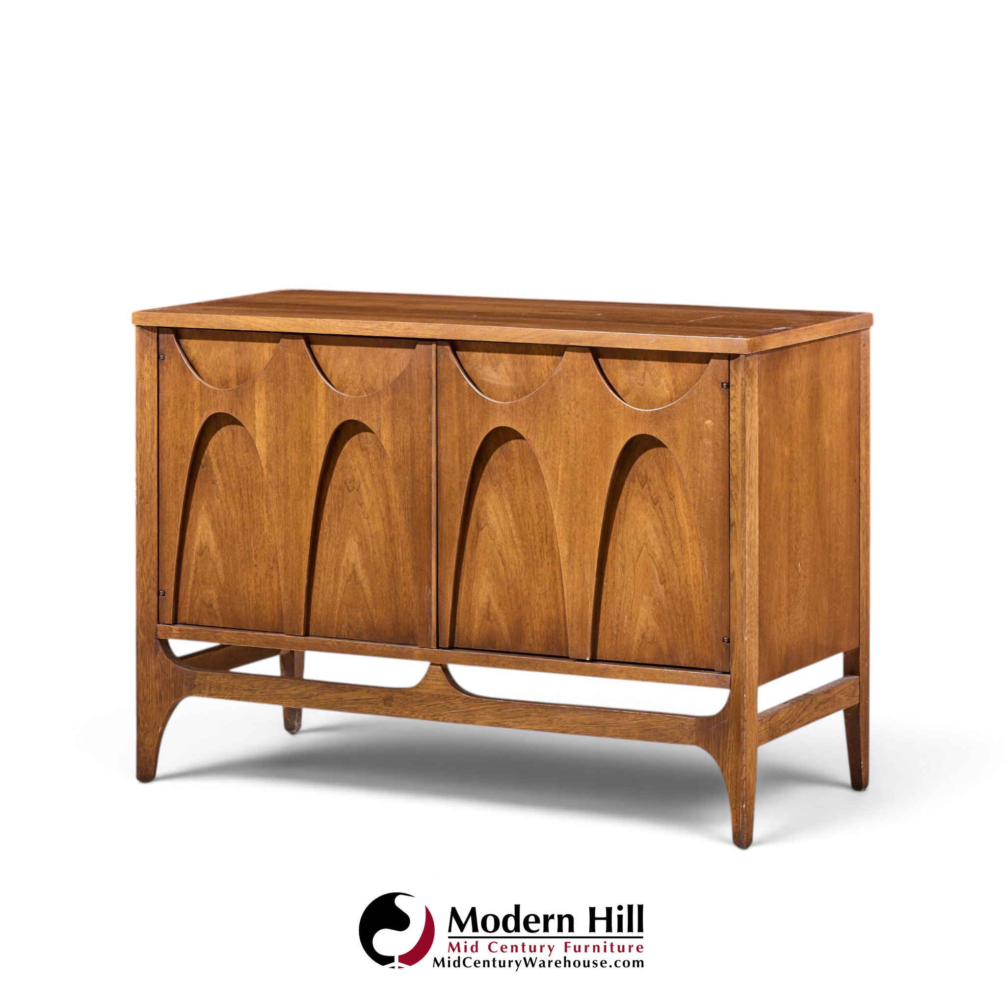 broyhill brasilia mid century walnut and brass credenza with hutch