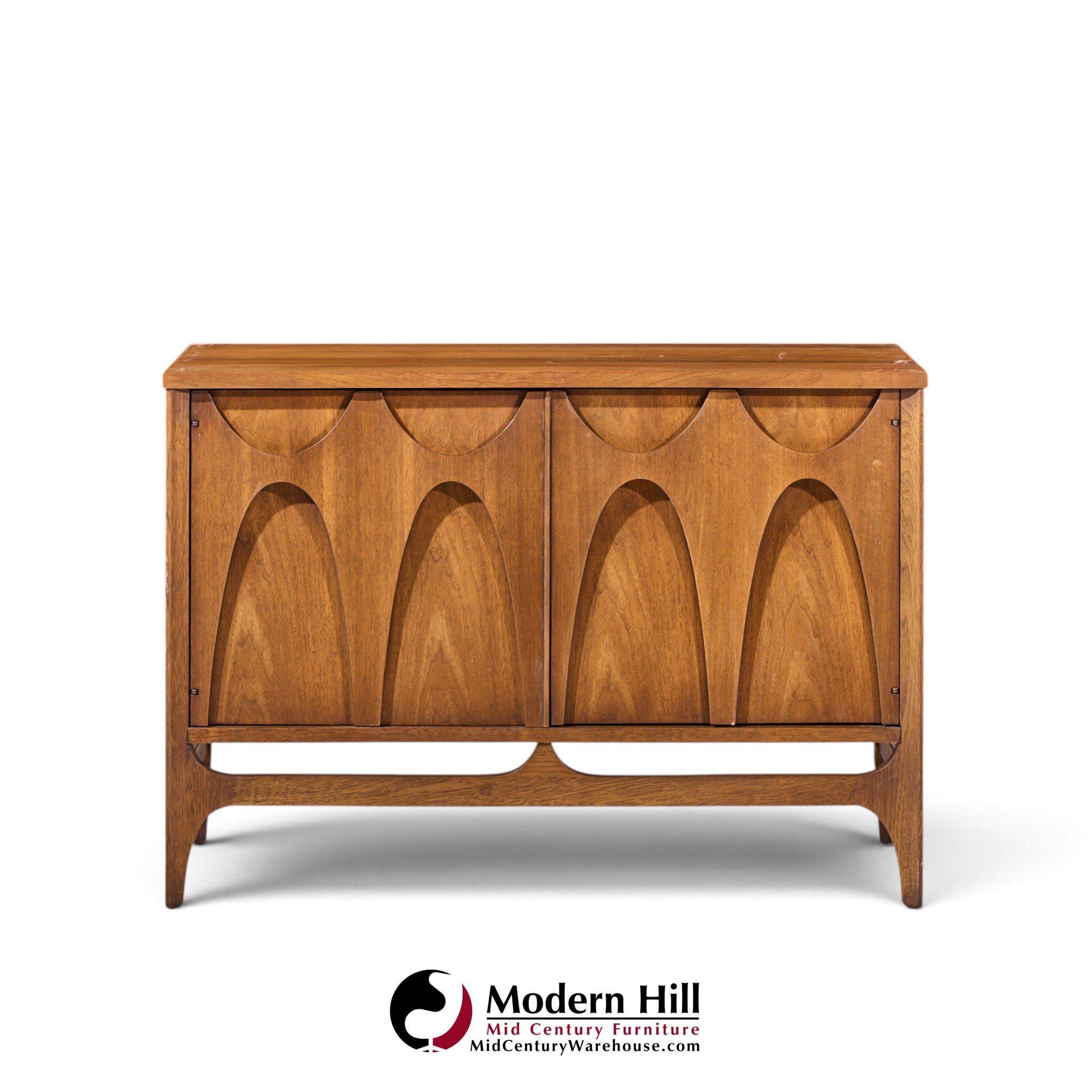 broyhill brasilia mid century walnut and brass credenza with hutch