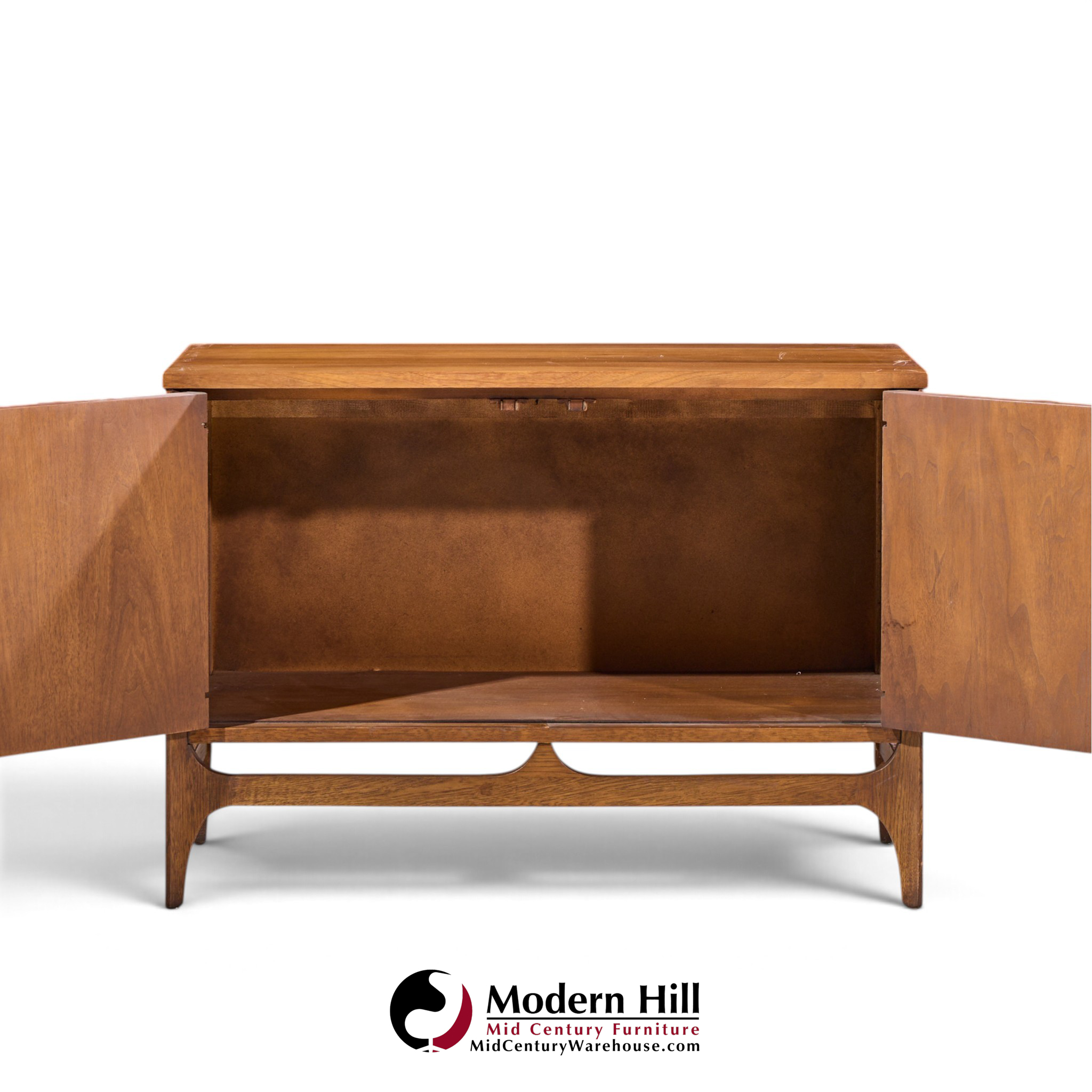 broyhill brasilia mid century walnut and brass credenza with hutch