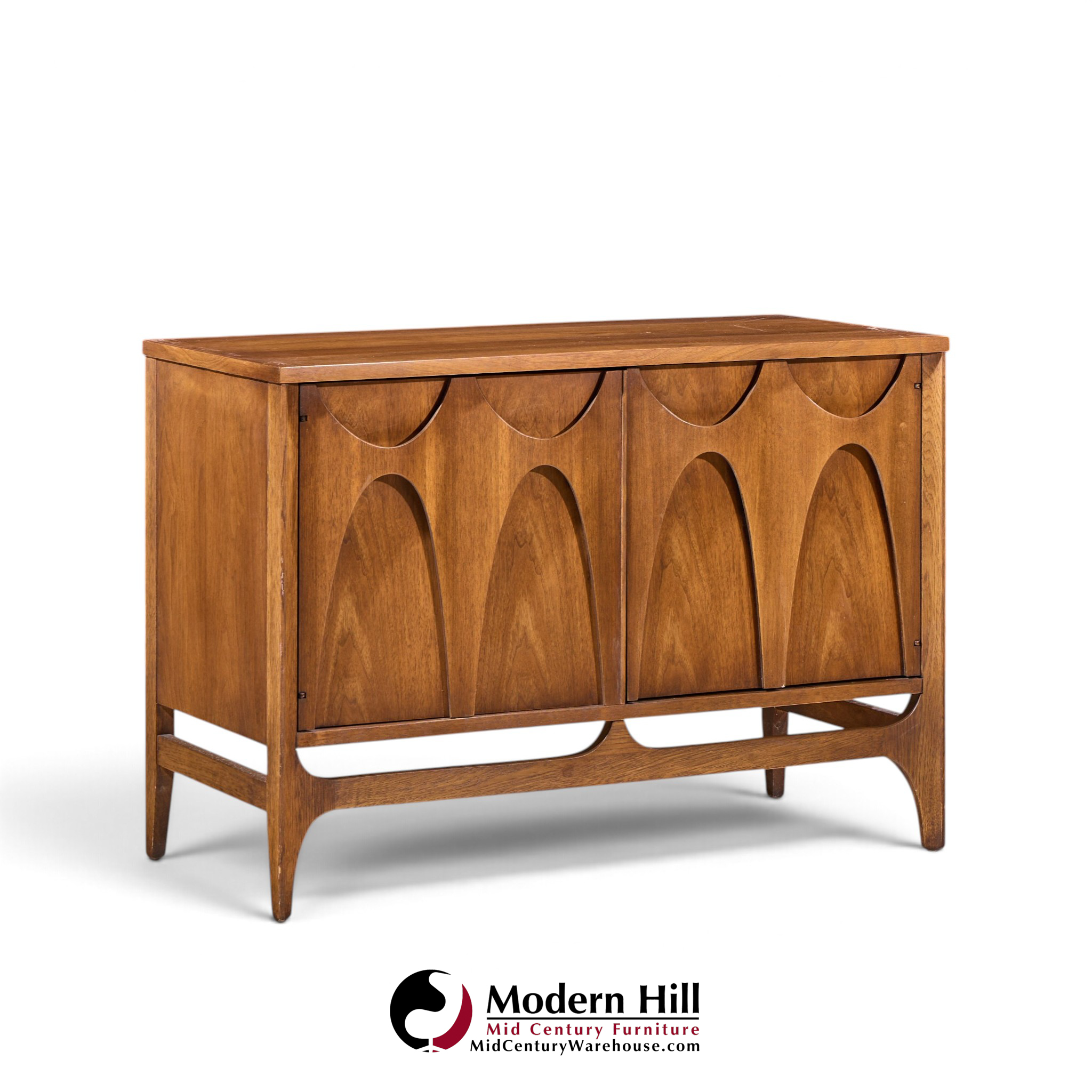 broyhill brasilia mid century walnut and brass credenza with hutch