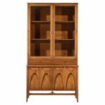 broyhill brasilia mid century walnut and brass credenza with hutch