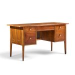 broyhill brasilia mid century walnut and brass desk