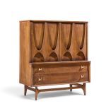 broyhill brasilia mid century walnut and brass gentleman chest highboy dresser