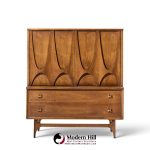 broyhill brasilia mid century walnut and brass gentleman chest highboy dresser