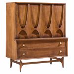 broyhill brasilia mid century walnut and brass gentlemans chest highboy dresser