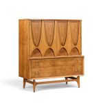 broyhill brasilia mid century walnut and brass gentlemans chest highboy dresser