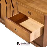 broyhill brasilia mid century walnut and brass lowboy 9 drawer dresser
