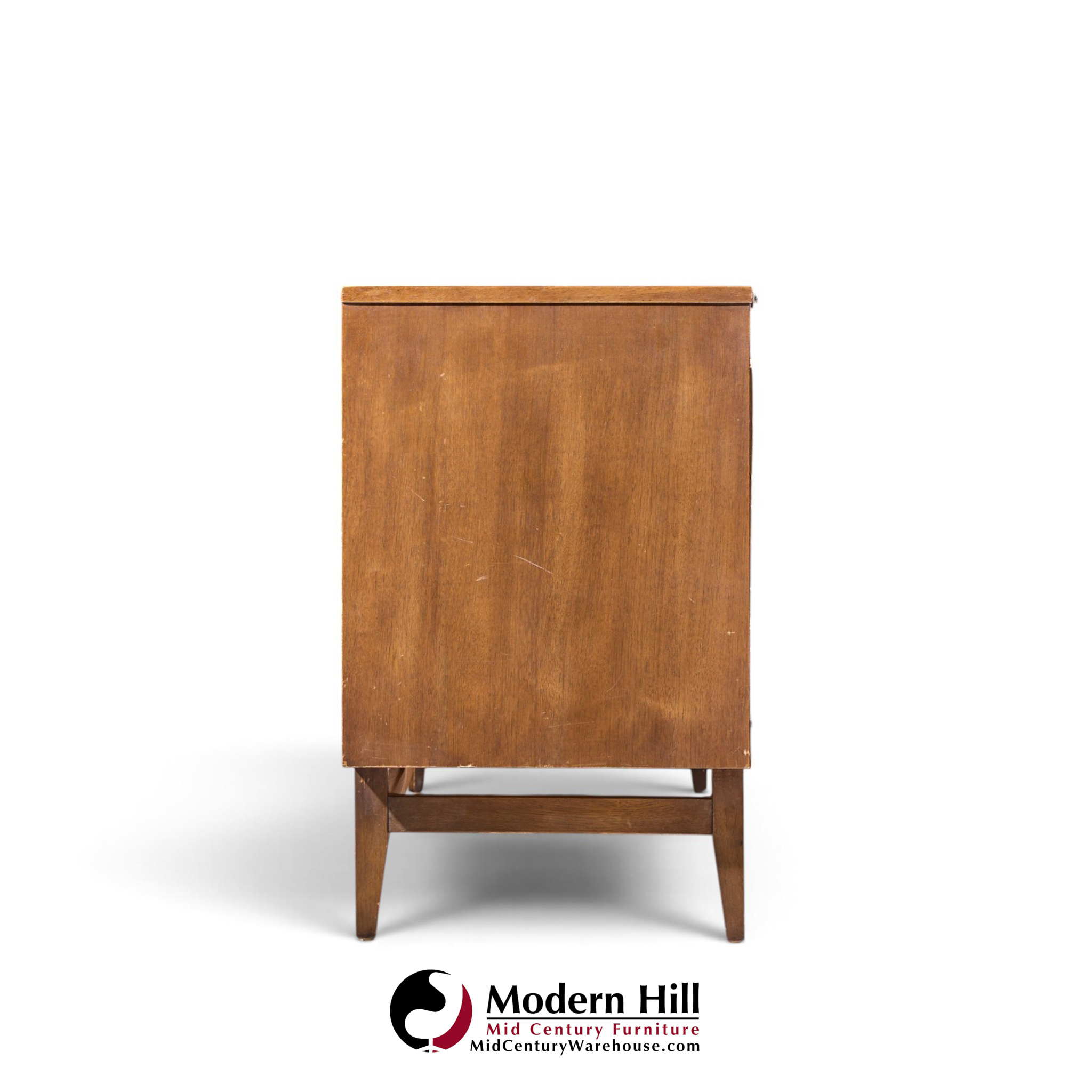 broyhill brasilia mid century walnut and brass lowboy 9 drawer dresser